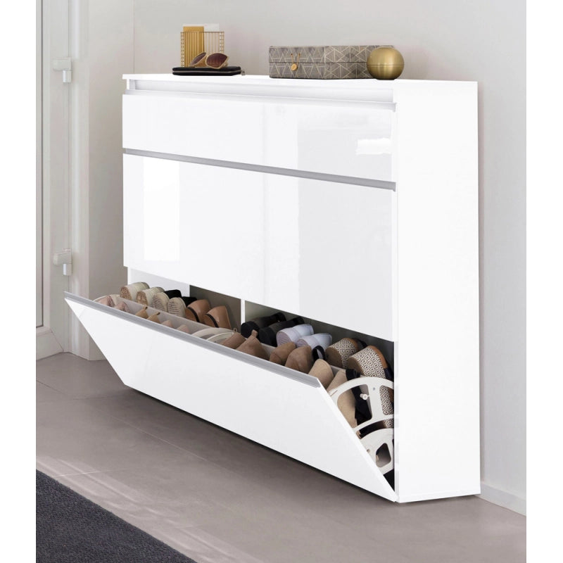 Scarpiera Magic 120 – 2 ante + 1 ribalta – Bianco Lucido