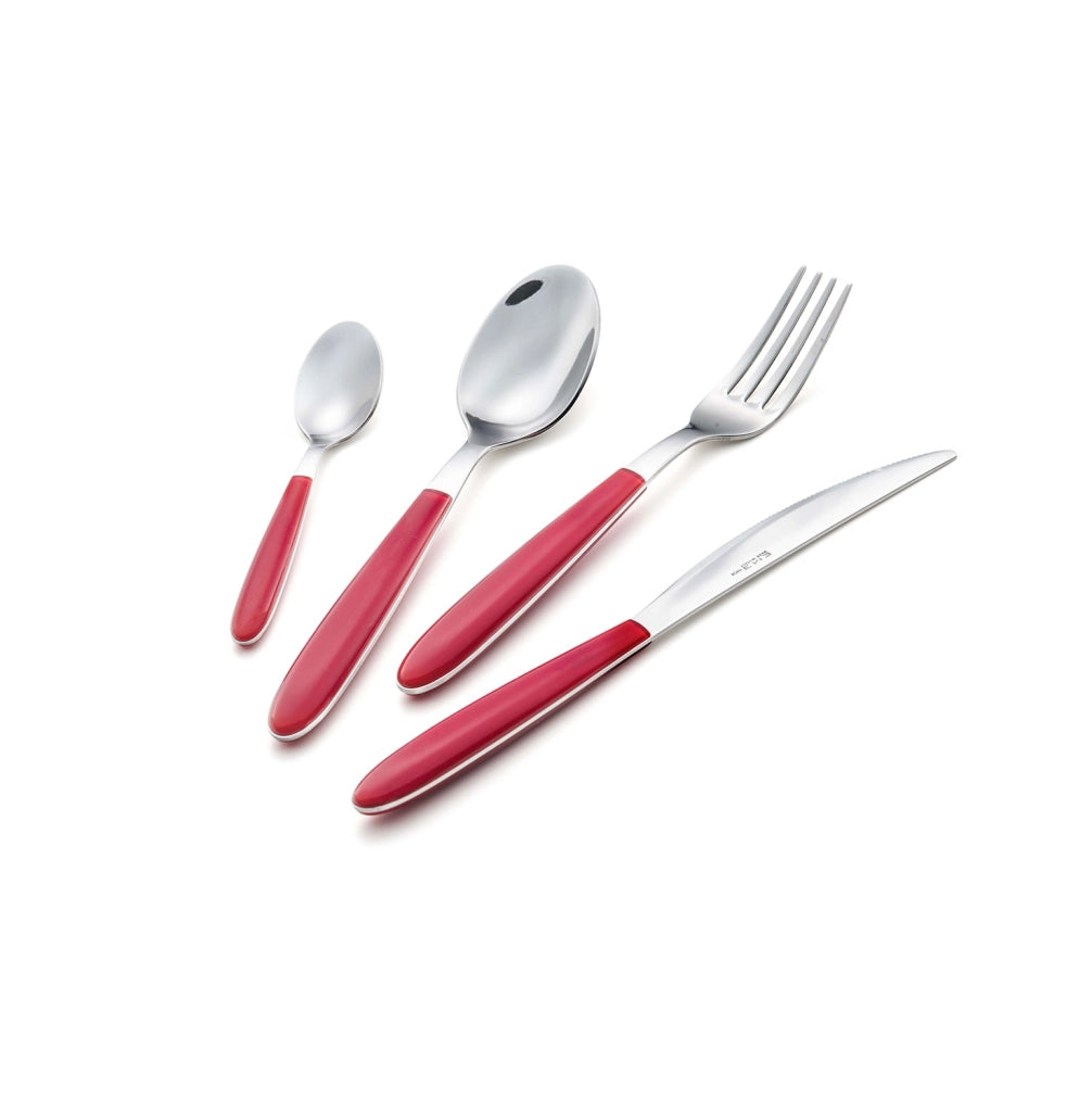 Servizio Set di Posate 24 pezzi in Acciaio Inox Eme Vero Rosso 73