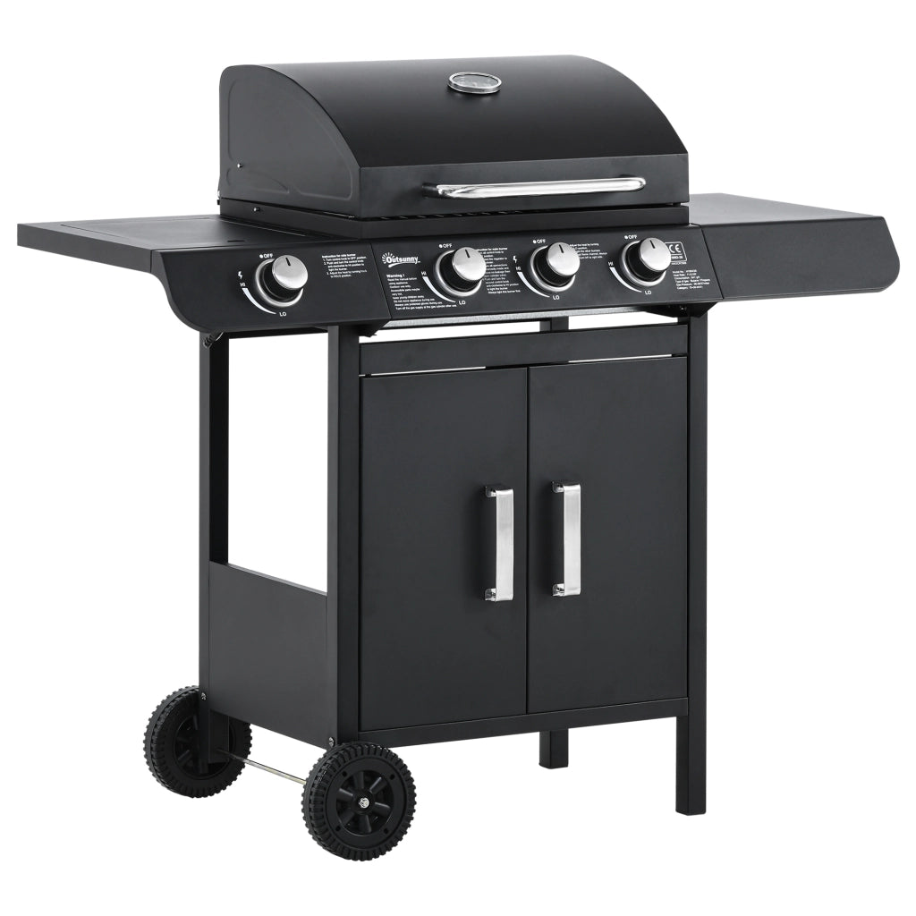 Barbecue a Gas 4 Bruciatori ¨C zephmum ¨C Grigio Antracite con Coperchio 110x50x100cm