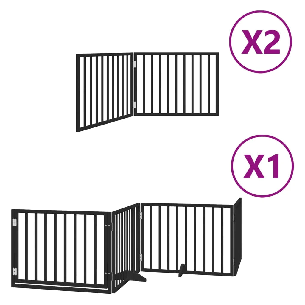 Cancelletto di sicurezza per animali domestici porta pieghevole 8 pannelli legno di pioppo nero 02_0023255