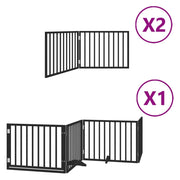Cancelletto di sicurezza per animali domestici porta pieghevole 8 pannelli legno di pioppo nero 02_0023255