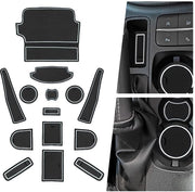 Materassini in gomma, tappetini antiscivolo, compatibili con Ford Fiesta ST MK8 2017-2024, tappetini in gomma per auto, accessori per tappetini, tappetino antiscivolo, scatola di conservazione, tappetini antiscivolo, 14 pezzi (bianchi)