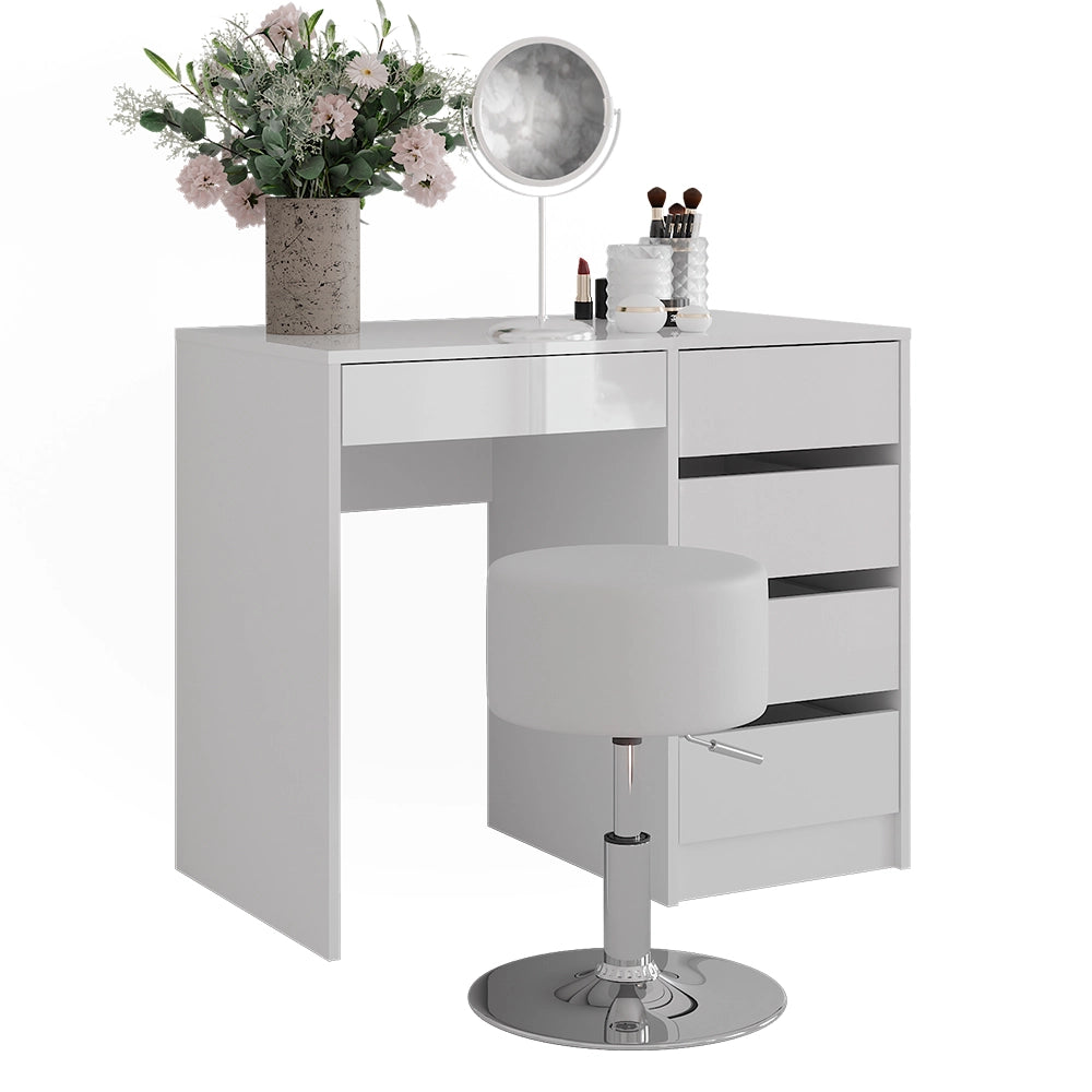 Vicco Tavolo da toeletta Bianco/bianco lucido 89.8 cm con sgabello