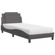 Letto singolo | Letto per adulti | Giroletto senza Materasso Zadar Grigio 90x190 cm in Similpelle