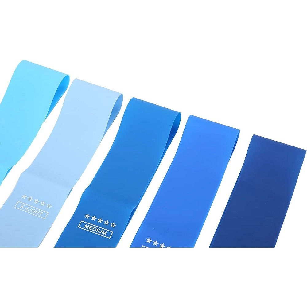 Trade Shop - Set 5pz Fasce Elastiche Resistenza Fitness In Lattice Vari Esercizi Yoga Palestra -