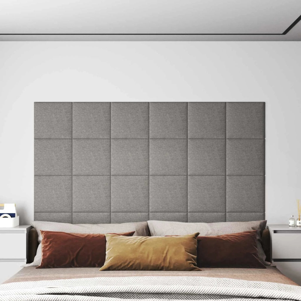 Testiera | Testata da Parete 12 pcs Grigio chiaro 30 x 30 cm Tessuto