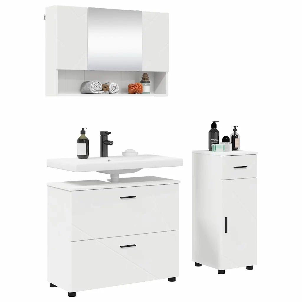 Set di mobili per il bagno con cassetto con porta 3 pcs Bianco 3393033