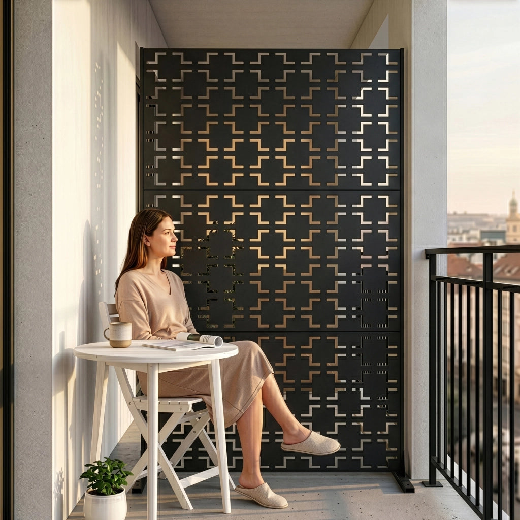 Pannello Divisorio Basciano Struttura Traforata in Acciaio 180 x 90 cm - Grigio Antracite casa.pro