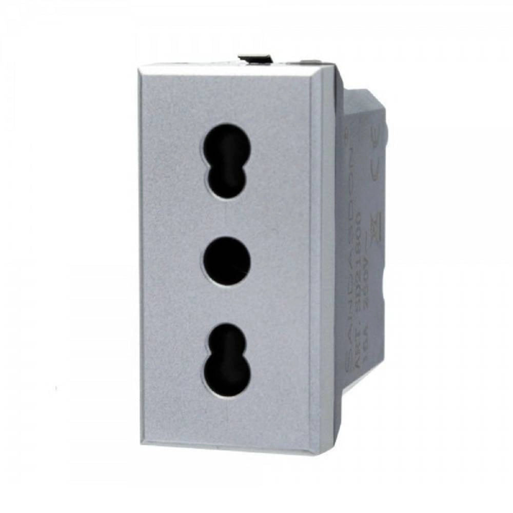 Trade Shop - Presa Bipasso 2p+t 10/16a Colore Silver Grigia Compatibile Bticino Axolute -