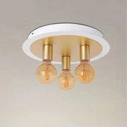 Trade Shop - Plafoniera A Soffitto In Metallo Oro Bianco Con 3 Luci Lampada Attacco E27 32668 -