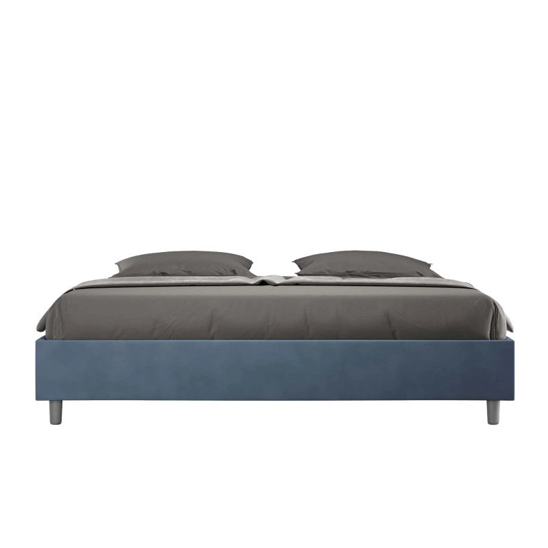 Letto imbottito Matrimoniale 190x200 cm Azelia - Senza rete,Microfibra,Blu