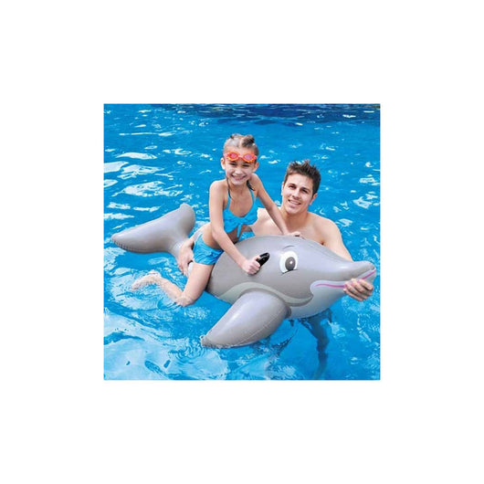 Trade Shop - Delfino Gonfiabile Galleggiante Con Maniglie 152x90cm In Pvc Resistente -