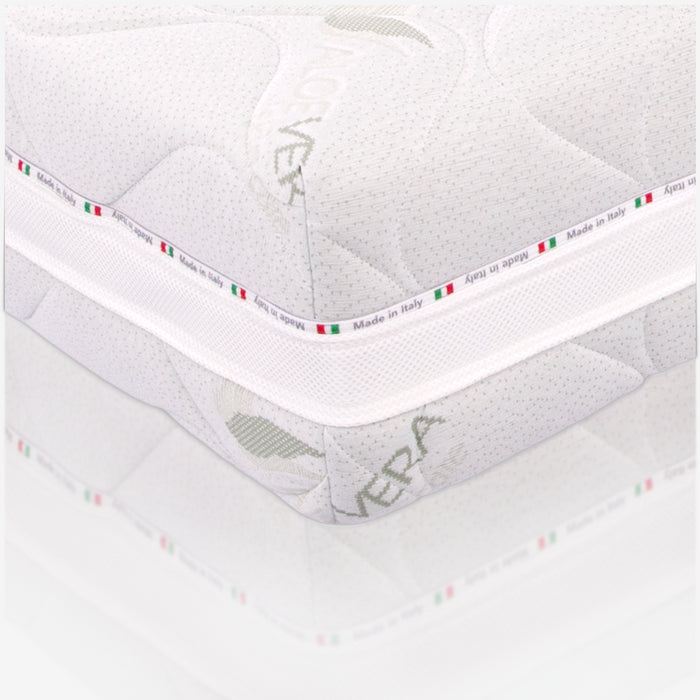 Materasso Memory Alla Francese 140x190, alto 21 cm - Sfoderabile, Rivestimento in Aloe Vera, Traspirante | Deluxe