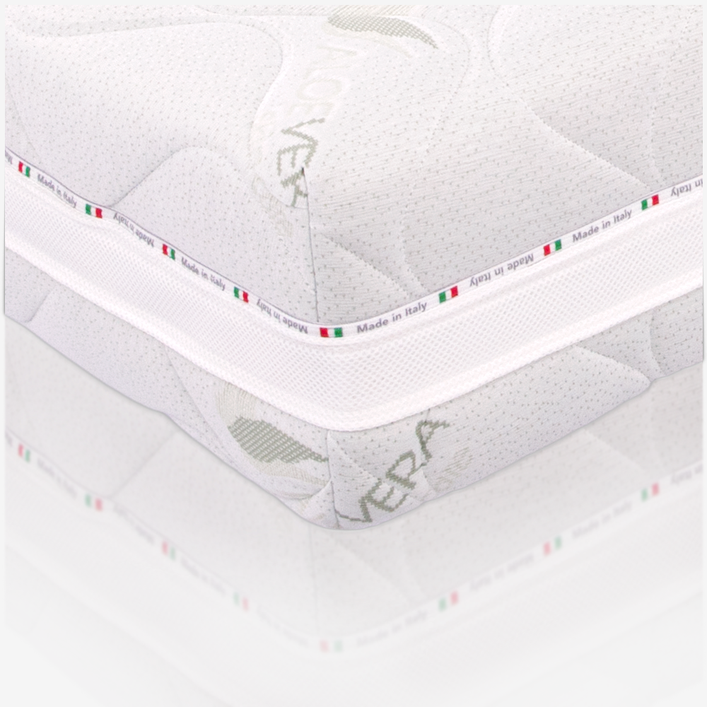 Materasso Memory Alla Francese 140x200, alto 21 cm - Sfoderabile, Rivestimento in Aloe Vera, Traspirante | Deluxe