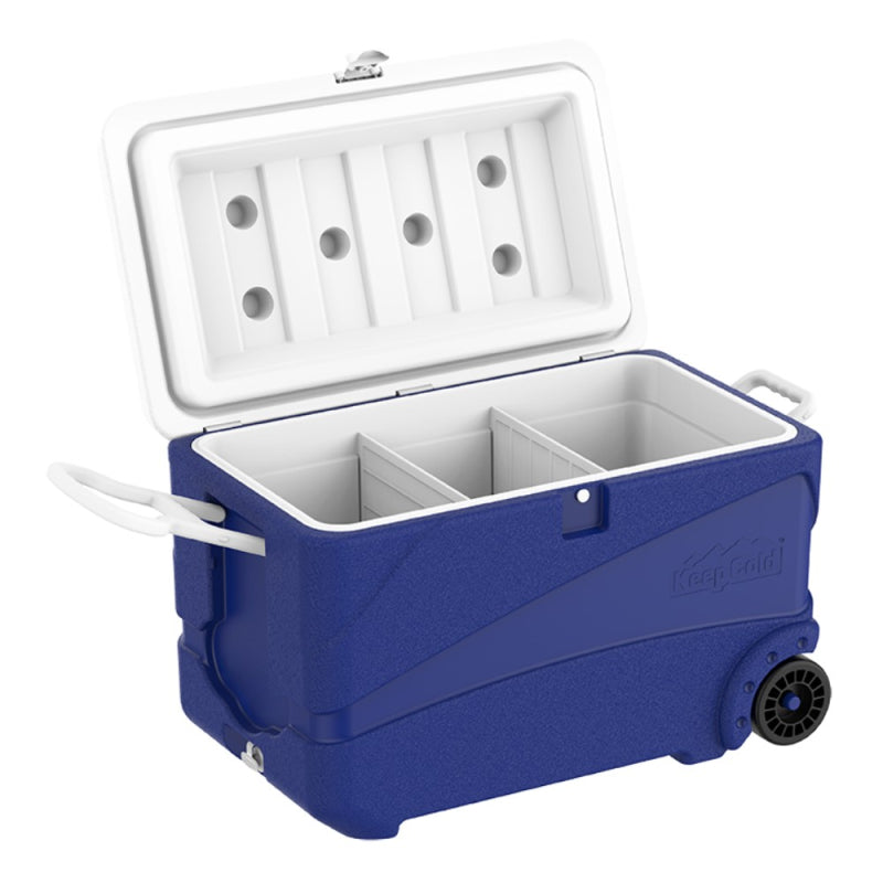 Deluxe Icebox Keep Cold Ghiacciaia Portatile con Ruote Blu 80L