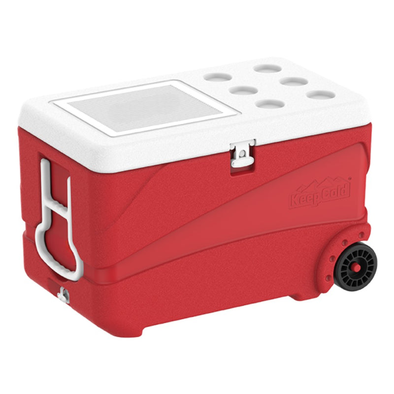 Deluxe Icebox Keep Cold Ghiacciaia Portatile con Ruote Rosso 80L
