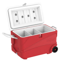 Deluxe Icebox Keep Cold Ghiacciaia Portatile con Ruote Rosso 80L
