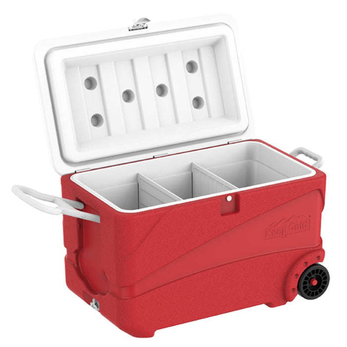 Deluxe Icebox Keep Cold Ghiacciaia Portatile con Ruote Rosso 80L
