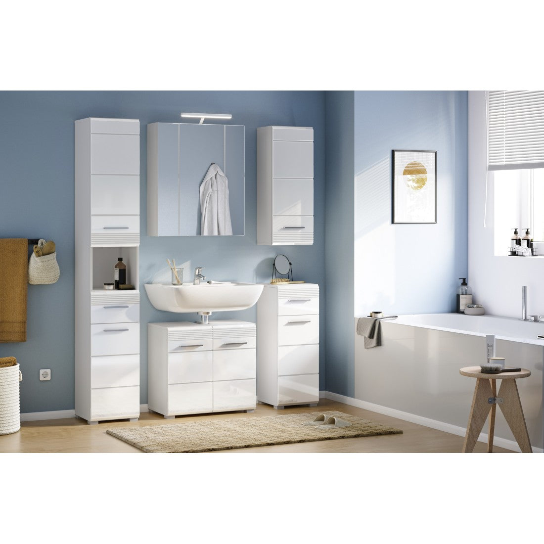 Colonna mezza altezza per bagno – Bianco lucido – KLEANKIN