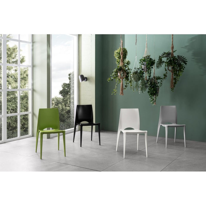 Denise-set da quattro sedie in poliprene-colore grigio