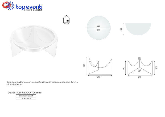 Espositore da banco a mezza sfera