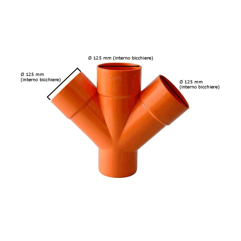 Derivazione doppia 45° in pvc : Diametro - 125
