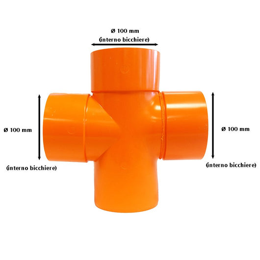 Derivazione Doppia 87.30° in PVC : Diametro - 100