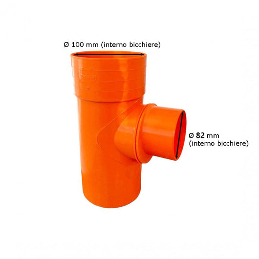 Derivazione ridotta 87.30° in pvc : Diametro - 100X82