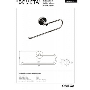 Dispenser di asciugamani da parete OMEGA 29,5x10x6,2 cm in cromo