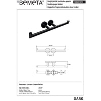 Distributore di carta doppio da parete DARK in ottone nero 38,5 x8,5 x5,5cm