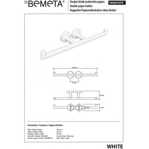 Distributore carta doppio da parete BIANCO in ottone bianco 38,5 x8,5 x5,5cm