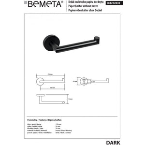 Distributore di carta dritto da parete DARK in ottone nero 17 x7 x5,5 cm