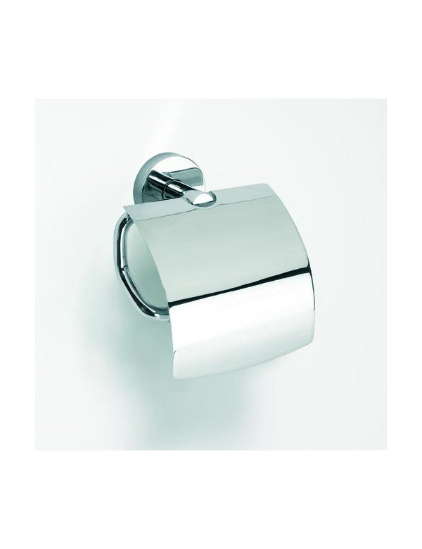 Porta carta igienica con coperchio OMEGA ottone cromato 14,5x15,5x9cm