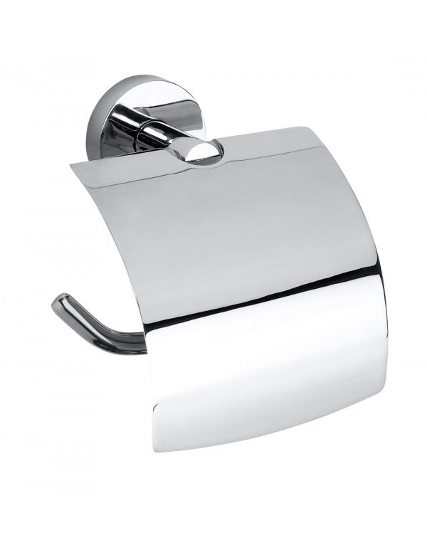 Porta carta igienica con coperchio OMEGA ottone cromato 14,5x15,5x9cm