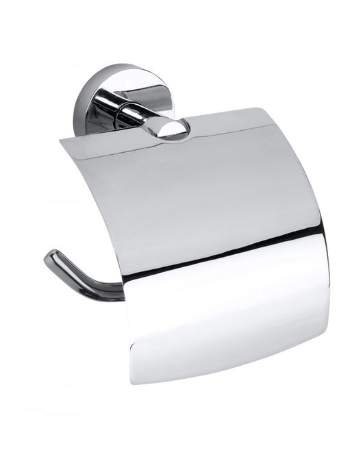Porta carta igienica con coperchio OMEGA ottone cromato 14,5x15,5x9cm