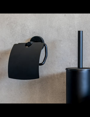 Distributore di carta igienica con coperchio. Ottone nero scuro 14x 15,5x 8cm