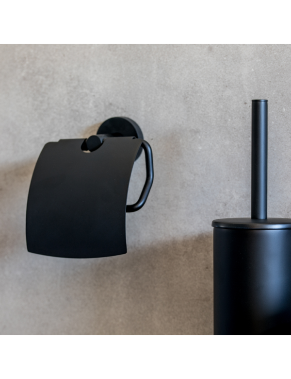 Distributore di carta igienica con coperchio. Ottone nero scuro 14x 15,5x 8cm