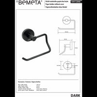 Dispenser carta igienica DARK in ottone nero senza coperchio. 14x9,5x9cm