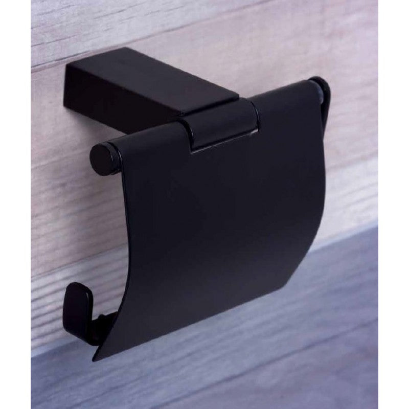 Porta carta igienica NERO in ottone nero 13 x9,5 x9 cm