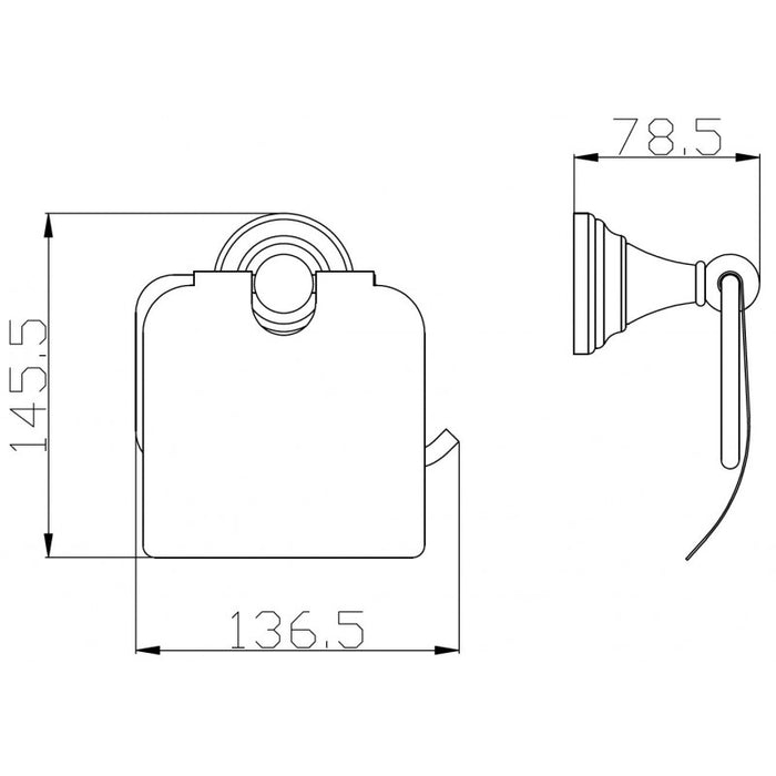 Portarotolo retrò MORAVA in ottone nero 13,65x 7,85 x14,55 cm