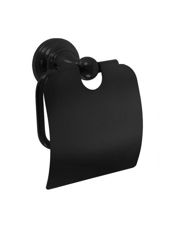 Portarotolo retrò MORAVA in ottone nero 13,65x 7,85 x14,55 cm