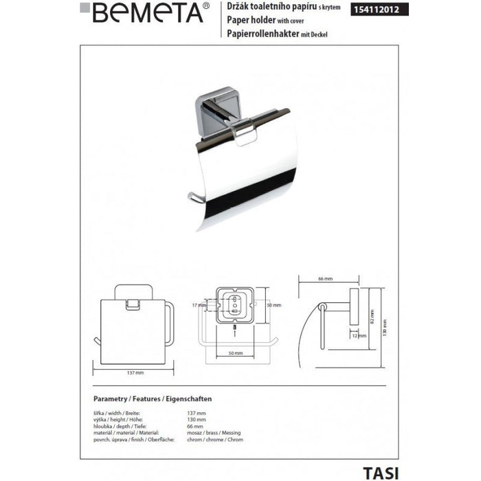 Porta carta igienica TASI in ottone cromato 13,7 x13 x6,6 cm