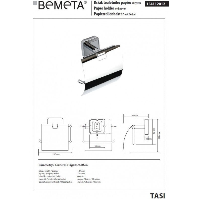 Porta carta igienica TASI in ottone cromato 13,7 x13 x6,6 cm