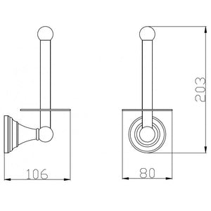 Portarotolo verticale retrò MORAVA in ottone dorato 10,6x8 x20,3 cm