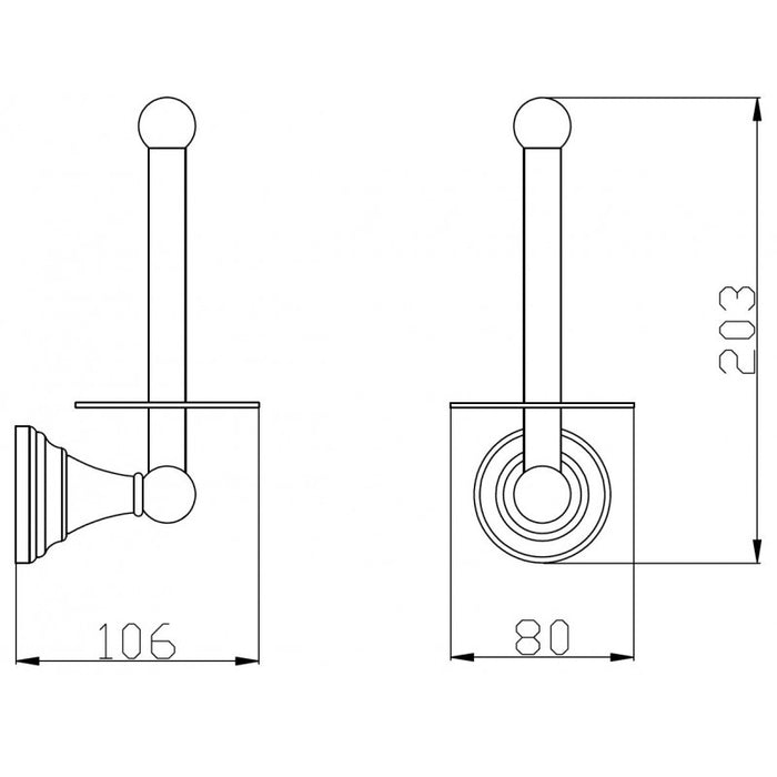 Portarotolo verticale retrò MORAVA in ottone bronzo 10,6x8 x20,3 cm