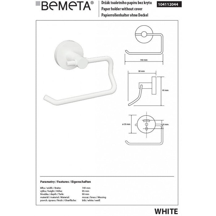 Distributore di carta igienica BIANCO 14x9,5x9cm in ottone bianco