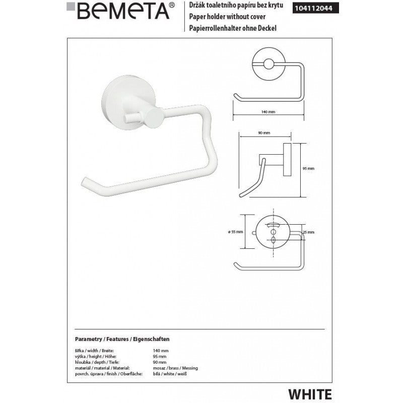 Distributore di carta igienica BIANCO 14x9,5x9cm in ottone bianco