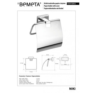 Porta carta igienica a parete con coperchio NIKI 14 x11,7 x4,9 cm