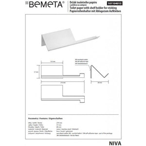Porta carta igienica NIVA in acciaio inox con ripiano 27 x5,7 x8 cm