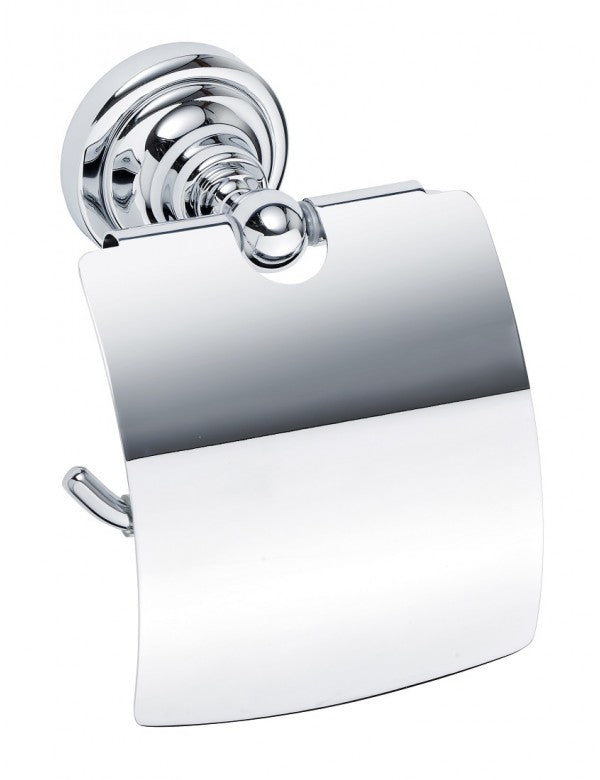 Porta carta igienica con coperchio RETRO in ottone cromato 14x15x10 cm